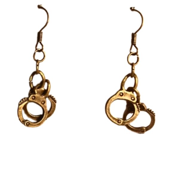 Handcuff Earrings In Antique Bronze - Picture 5 of 5